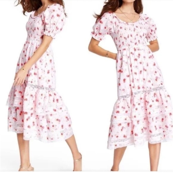LoveShackFancy x Target Dress Tiered Cosette Smock Puff Cottagecore XL 1X MIDI - Picture 1 of 15